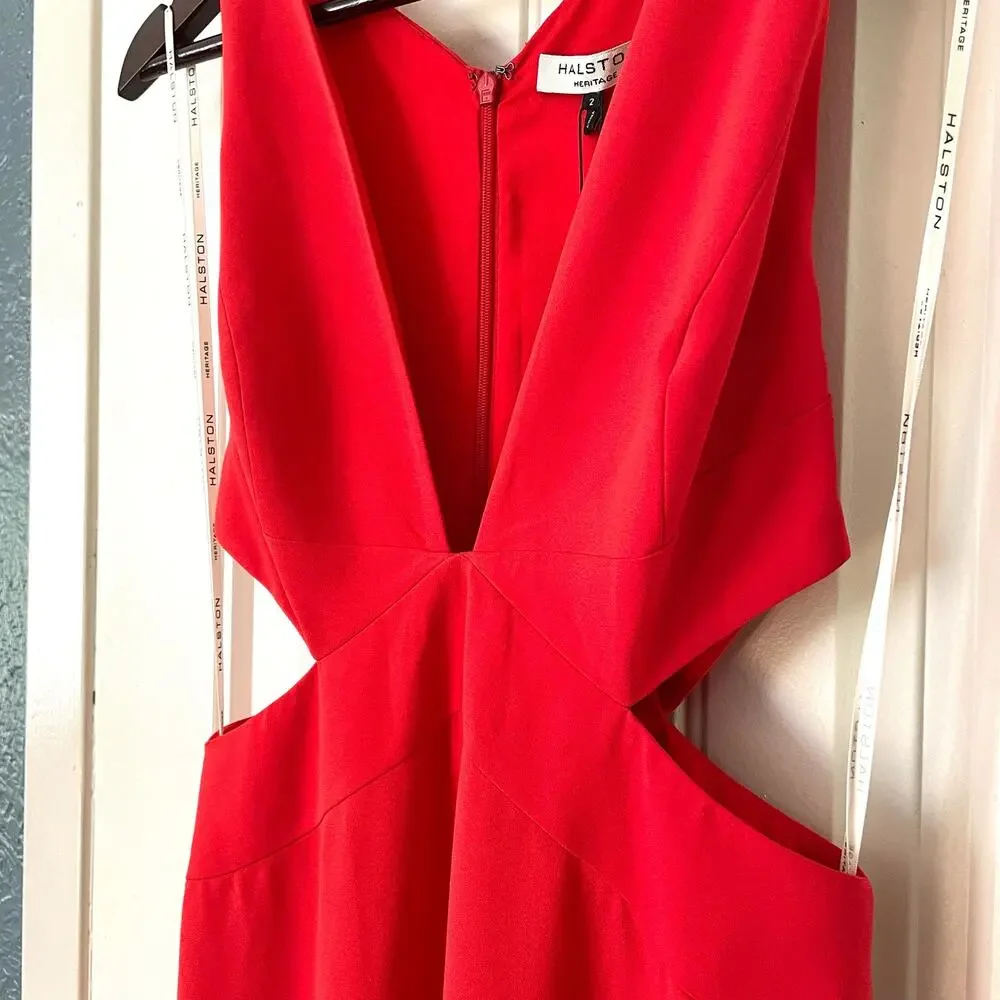 Halston Heritage Deep V Cutout Gown